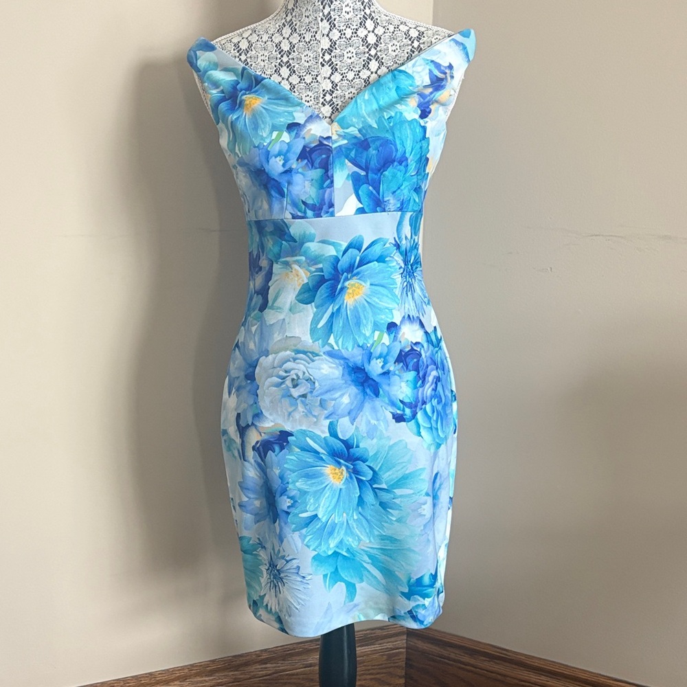 Calvin Klein Aqua Floral Midi Dress